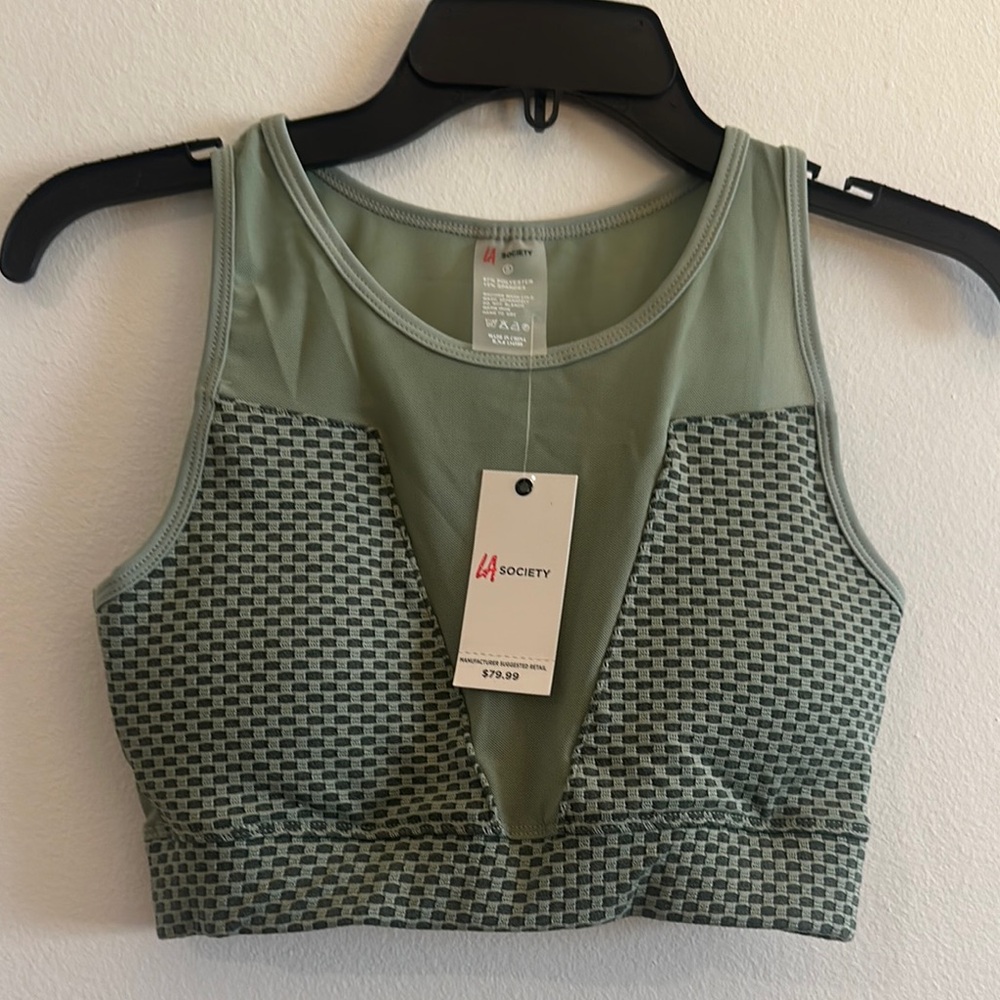 Green Mesh Racerback Sports Bra Medium Support
